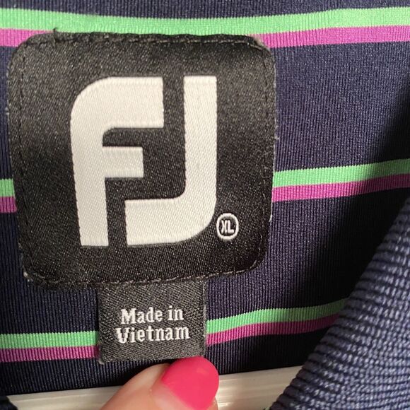 FootJoy Shirt Mens Extra Large Performance Polo Golf Purple Navy Green XL - Picture 6 of 9